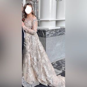 Stunning Mambo Couture Evening dress Champagne color